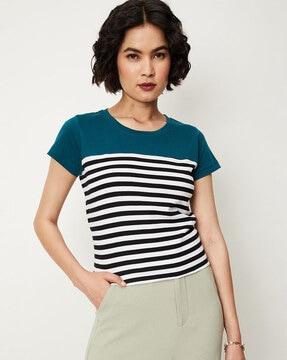 striped slim fit crew-neck t-shirt