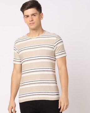 striped slim fit crew-neck t-shirt