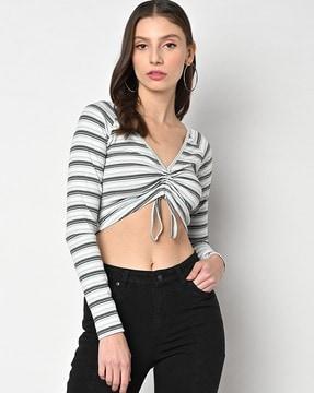 striped slim fit crop top