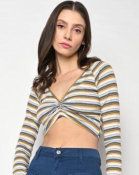 striped slim fit crop top