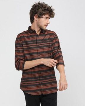 striped slim fit cut-away collar shirt