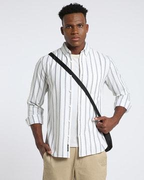 striped slim fit dobby shirt