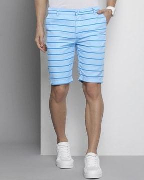 striped slim fit flat-front shorts