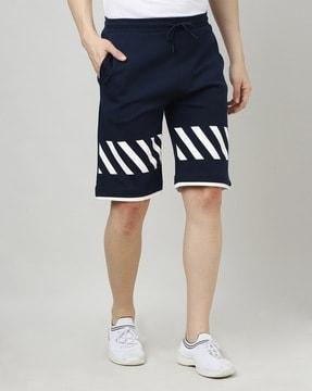 striped slim fit flat-front shorts