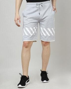 striped slim fit flat-front shorts