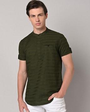 striped slim fit henley-neck t-shirt