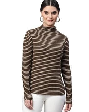 striped slim fit high-neck top