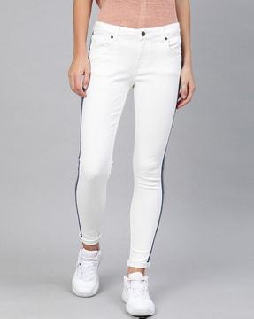 striped slim fit jeans with insert pockets