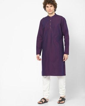 striped slim fit kurta with pocket