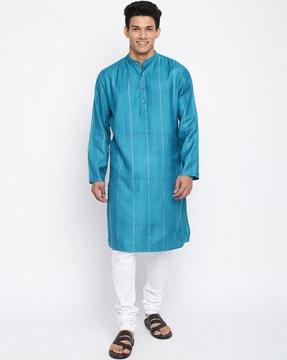 striped slim fit long kurta