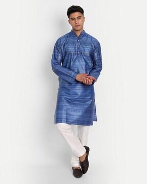 striped slim fit long kurta