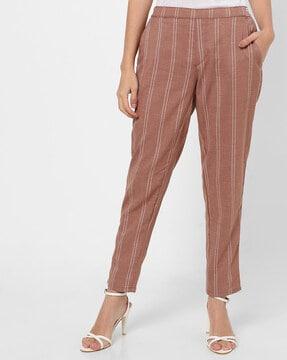 striped slim fit pants with insert pockets