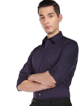 striped slim fit patch-pocket shirt