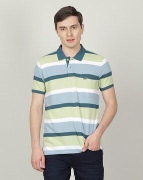 striped slim fit polo t-shirt with patch pocket