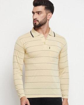 striped slim fit polo t-shirt with patch pocket
