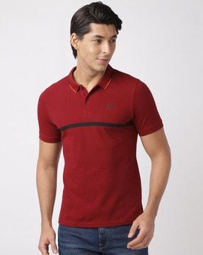 striped slim fit polo t-shirt