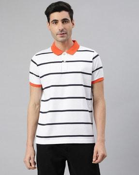 striped slim fit polo t-shirt