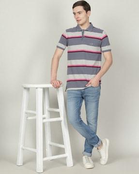 striped slim fit polo t-shirt