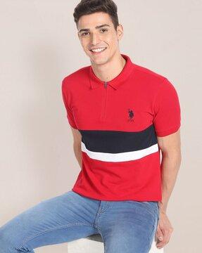 striped slim fit polo t-shirt