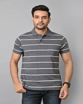 striped slim fit polo t-shirt