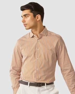 striped slim fit shirt with cutaway collar