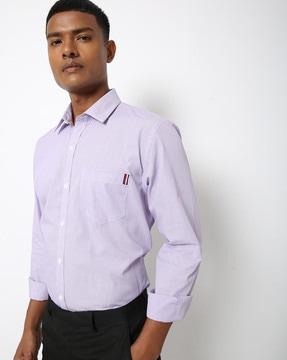 striped slim fit shirt with patch pocket