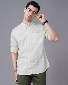 striped slim fit shirt with patch pocket