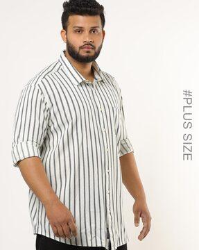 striped slim fit shirt with patch pocket