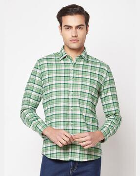 striped slim fit shirt with patch pocket