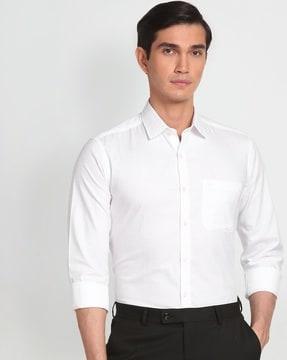 striped slim fit shirt with patch pocket