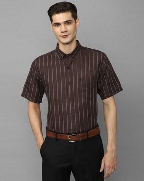 striped slim fit shirt with patch pocket