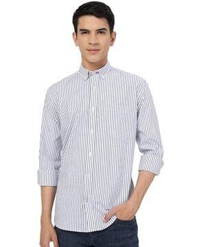 striped slim fit shirt with patch pocket