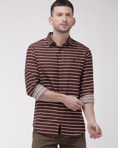 striped slim fit shirt with patch pocket