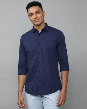 striped slim fit shirt with spread collar