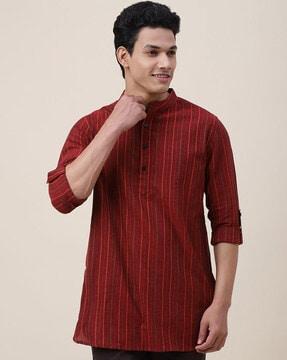 striped slim fit short kurta