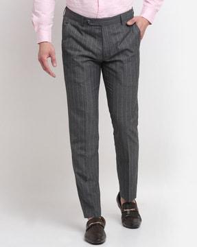 striped slim fit trousers