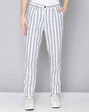 striped slim fit trousers