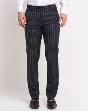 striped slim fit trousers