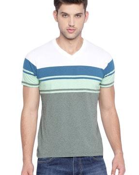 striped slim fit v-neck t-shirt