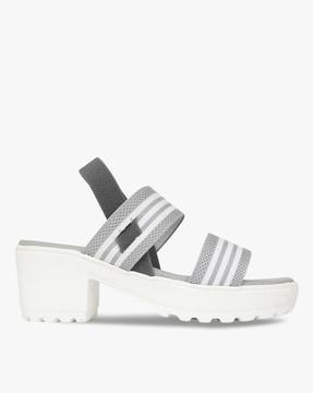 striped sling-back chunky heeled sandals