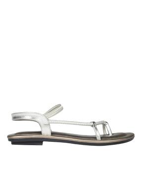 striped sling-back flat sandal