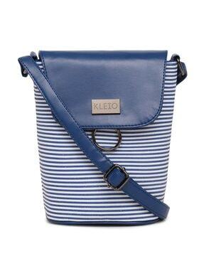 striped sling bag with adjustable strap