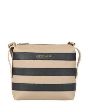 striped sling bag with adjustable strap