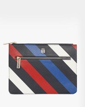 striped sling bag with chain strap