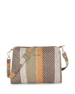 striped sling bag with detachable strap