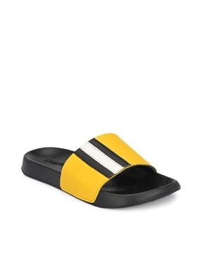 striped slip-on flip flop with synthetic upper 