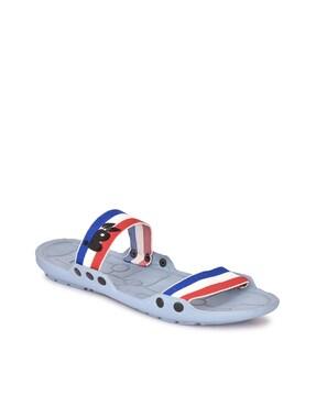 striped slip-on flip-flops