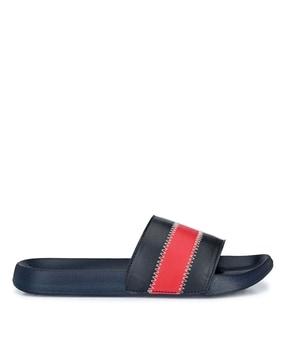 striped slip-on sandals