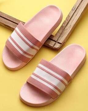 striped slip-on slides