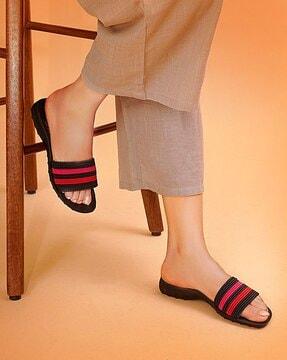 striped slip-on slides